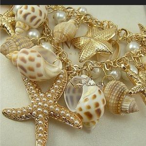 N318 Statement Piece : Shells, Starfish and Glass Pearls